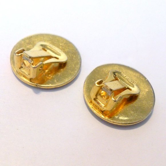 Vintage ISLE OF SKYE Pink & Aqua Lily Enameled Cloisonne Clip-on Earrings - Picture 3 of 3